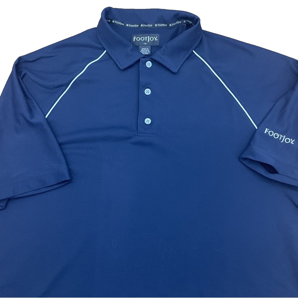 Vtg FootJoy FJ Mens XL Golf Polo Shirt‎ Blue Short Sleeve Stretch Polyester